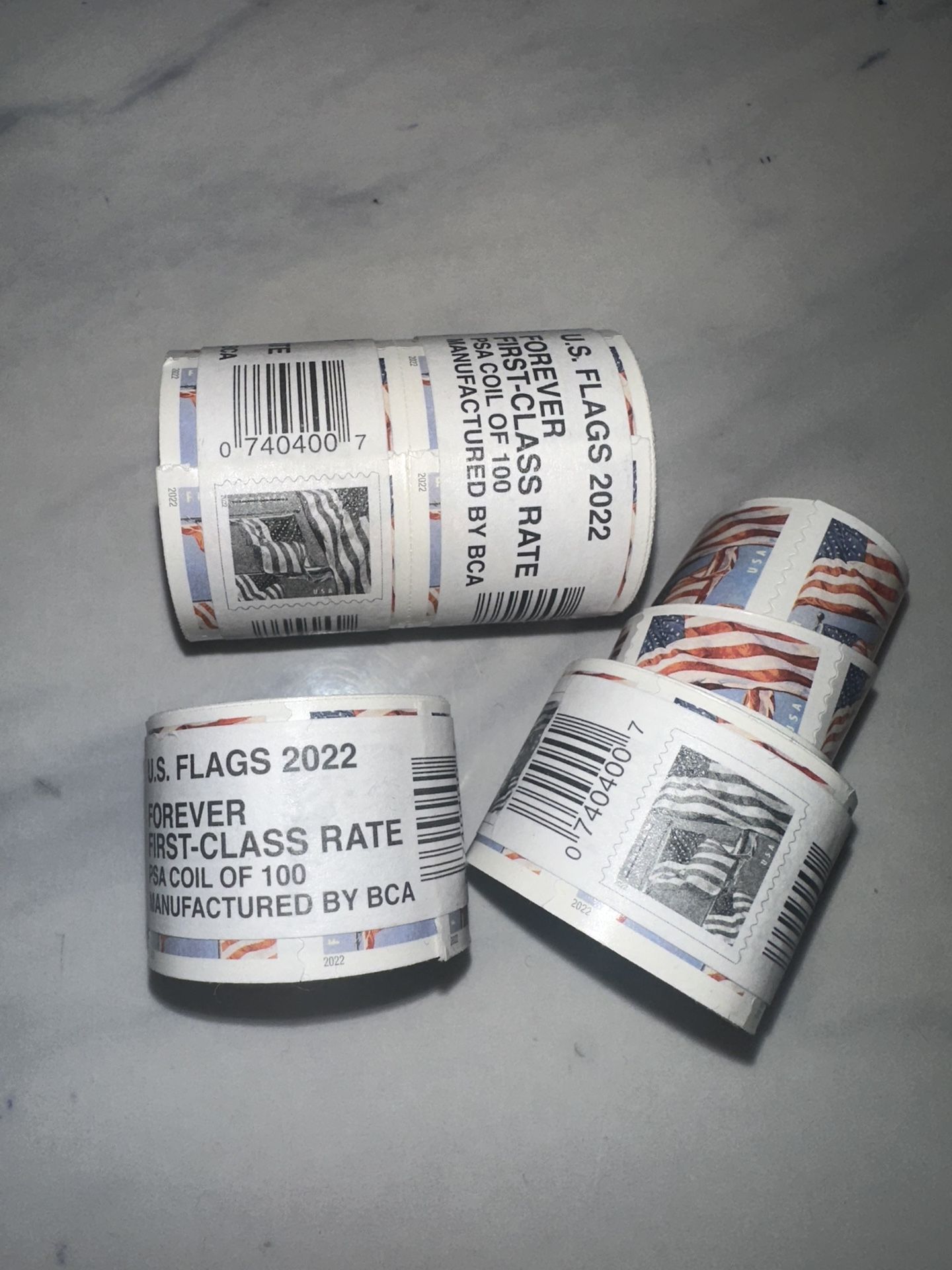 Authentic Forever First Class Stamps 4 Roll Of 100 Stamps Each. 