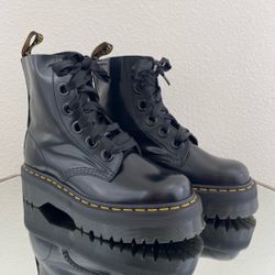 Dr Martens leather ribbon platform boots