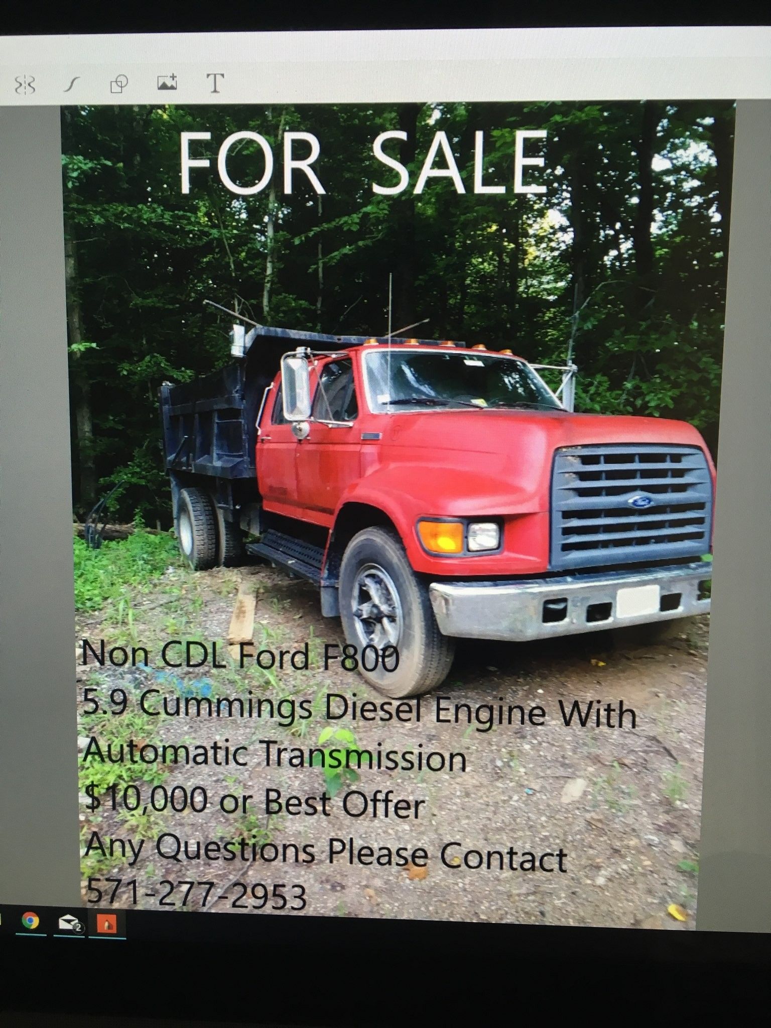 1997 Ford F800 automatic diesel.Cummings 5.9 engine.Non CDL