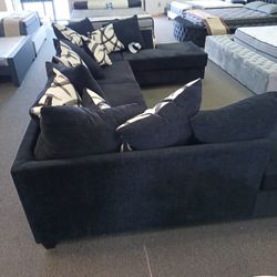 New Black Double Chase Sectional Including Free Delivery