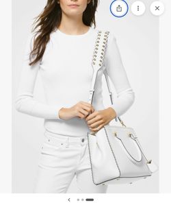 New w/Tag Michael Kors MK Scalloped White/Gold Shoulder/Crossbody Bag Strap Replacement