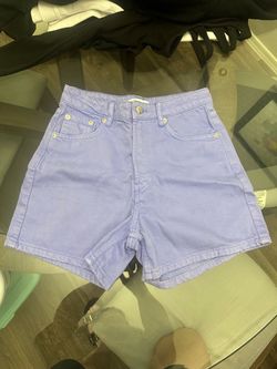 Lavender High-Waist Denim Shorts