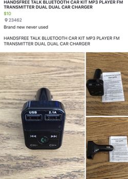 Wireless Bluetooth Car kit handsfree talk MP3 player fm transmitter dual car charger