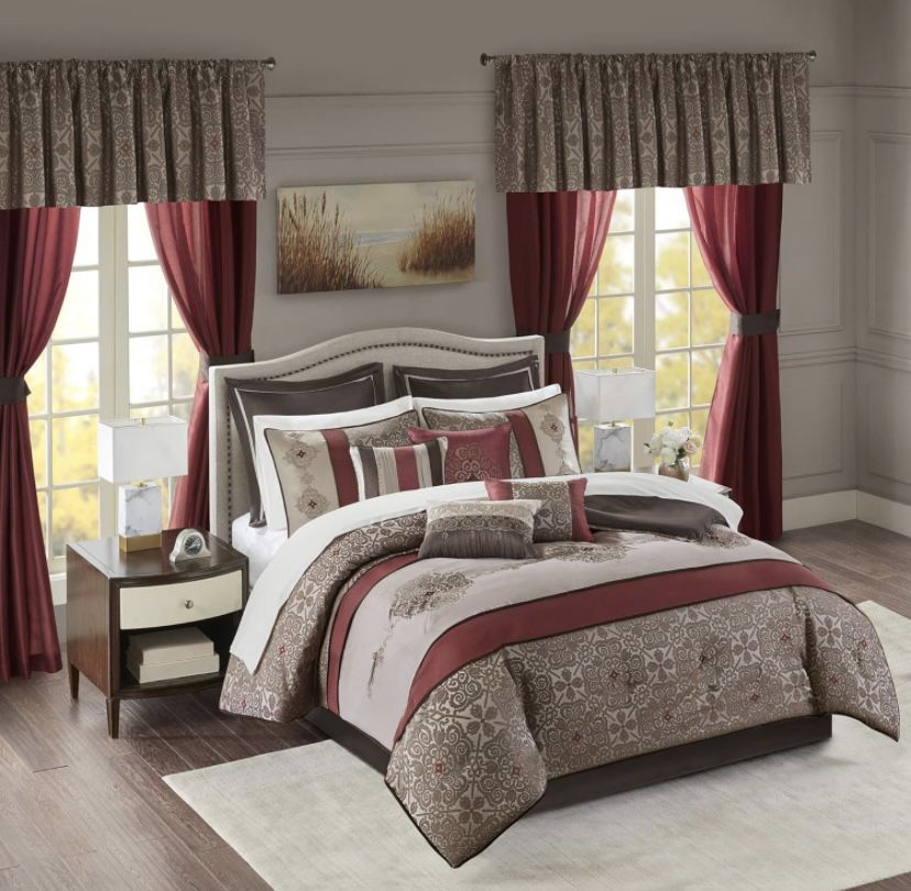 Madison Park 24 Piece Bedding Set - Cal King (red)