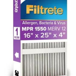 3M Filtrete 16" X 25" X 4" Allergen Reduction AC Filters 1550