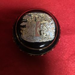 3 Inch 24k Black & Gold Handmade In Greece Imported From Greece Greek Ceramic Jewelry Box