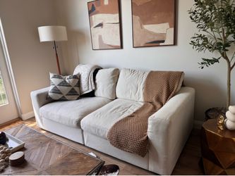 Modular Sofa | Contemporary | Deep Seat | Cream Linen Blend | 80 x 40