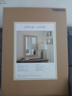Allen + Roth 28-in Rectangular Mirror Brown Finish