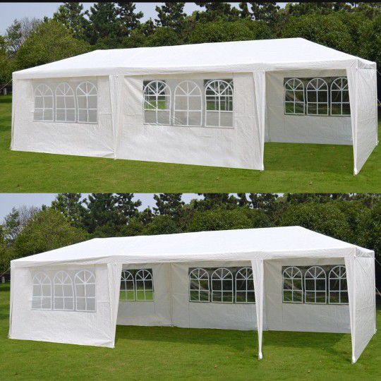 10'x30' White Gazebo Wedding Party Tent Canopy With 6 Windows 2 Sidewalls- 8. For Sale
