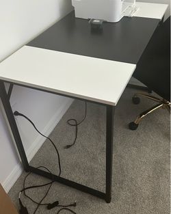 Black and white computer desk