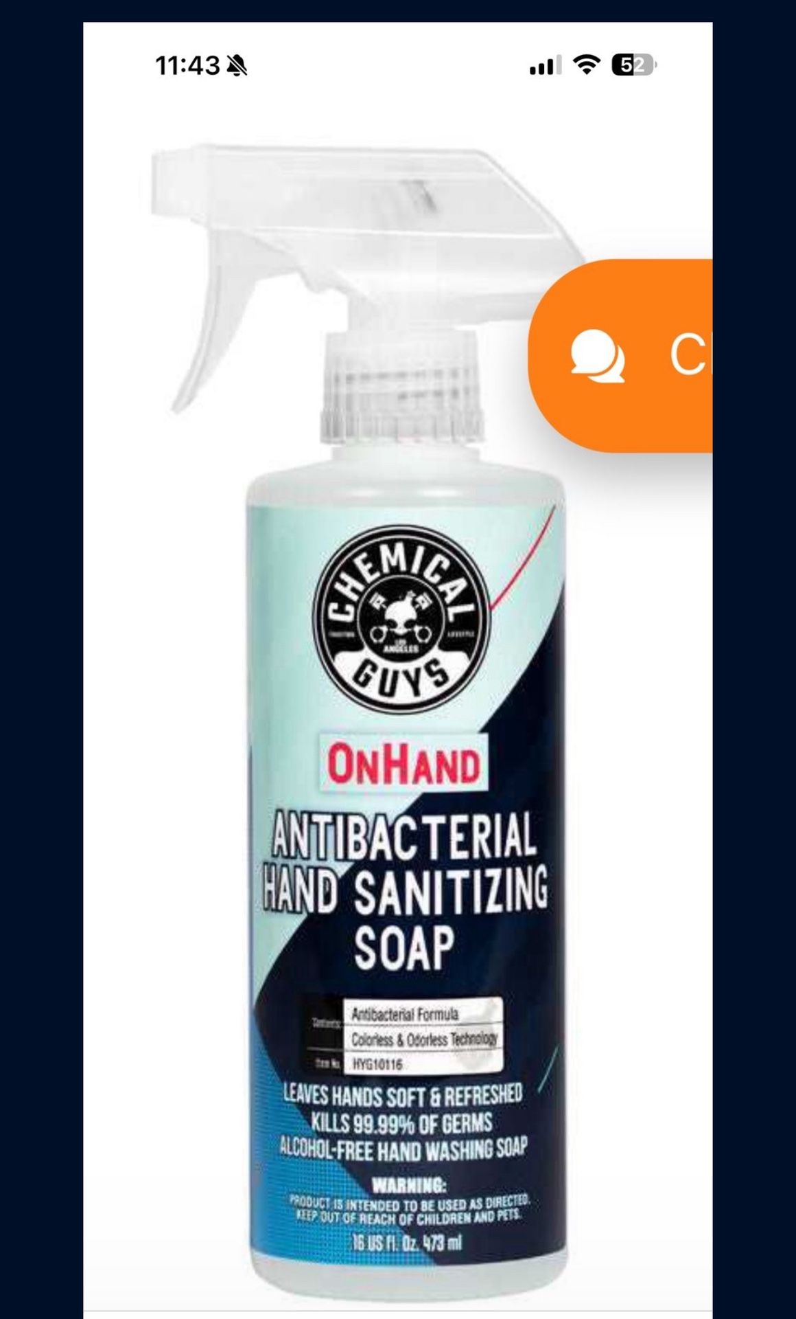 Chemical Guys Antibacterial Hand Sanitizing Soap