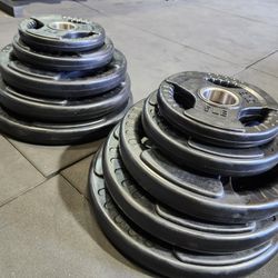 🔘 COMPLETE EASY GRIP OLYMPIC WEIGHT SET PAIRS OF 45s, 35s, 25s, 10s, 5s ( BRAND NEW IN THE BOX  )