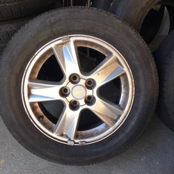 Used Chevy 16x 6.5 Alloy 5 Lug rim, bad tire,