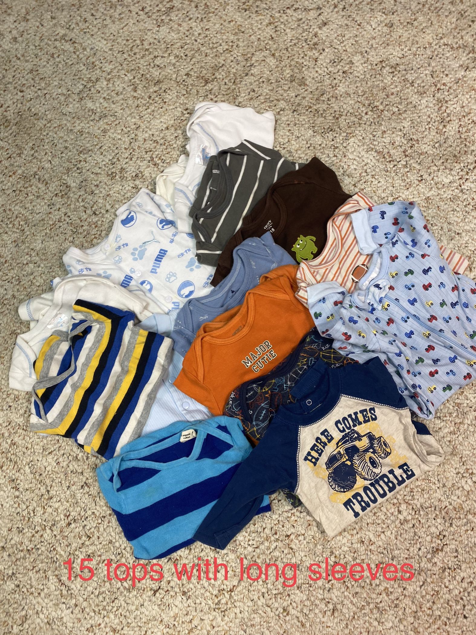 Baby Boy Onceis Long Sleeves Sz3-12 Mnts 