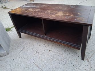 Dark Wood TV Stand with Open Shelves