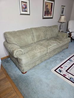 Lazy Boy Couch Sofa Jade Stone Suede 8ft long