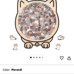 Wooden Cat Puzzles for Adults, Cat Shaped Jigsaw Puzzle 135 Piece Morandi-Colored, Cute Animal Lovers Decorative Home Decor (Morandi) (#2)