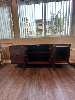 Dark Walnut tv stand (dog not included)