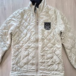 Lightweight Diamond Quilt Full Zip Women Jacket - Makevery Exploring Beige Large