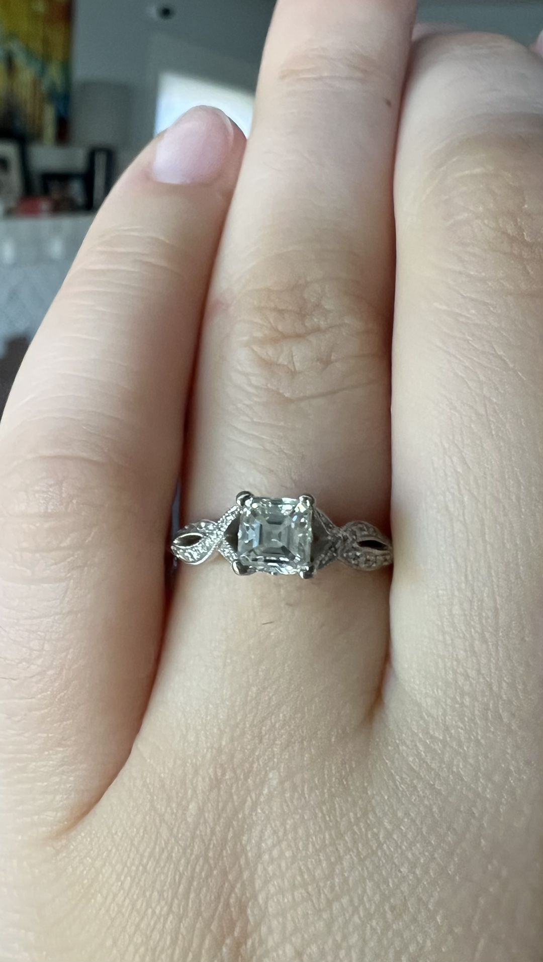 Valina Vintage  14k White Gold, .75 carat Diamond Engagement Ring