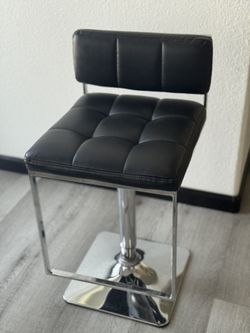 Black Tufted Faux Leather Adjustable Bar Stools