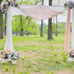 Wedding Arch Decoration Kit with Floral Wreath and Fabric