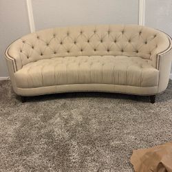 Moving  Sale Classic Tufted Curved beige sofa 