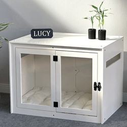 COCY large white indoor dog kennel with soft cushion locking seethrough gate and ventilation windows
