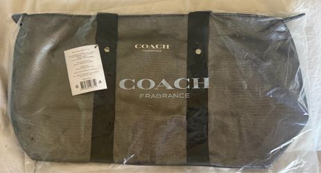 COACH FRAGRANCE TOTE BAG DARK Gray Silver SHINY color Zippered NEW W/Tag