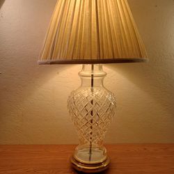 Beautiful Big And Tall Glass And Brass Base Table Lamp 