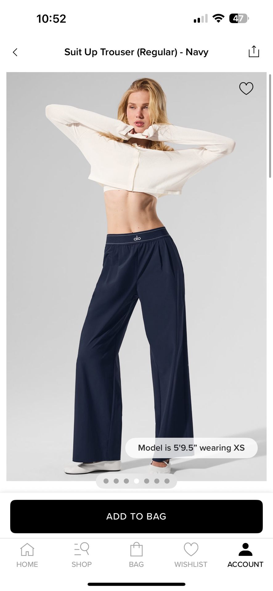 Ali Yoga Suit Up Trouser Navy Size M