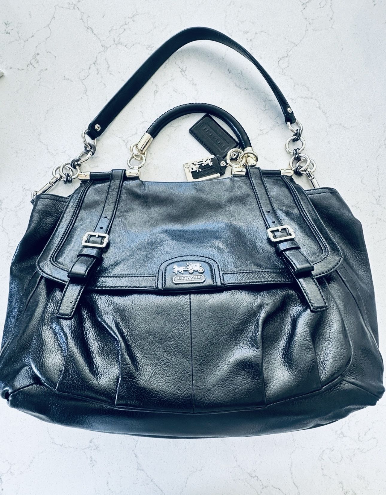 Authentic Vintage Coach XL Messenger Shoulder Bag Soft Briefcase Patent Leather Unisex