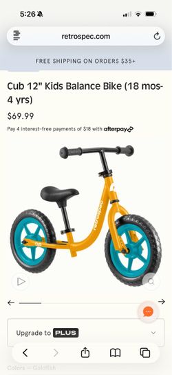 Cub 12" Kids Balance Bike (18 mos-4 yrs)