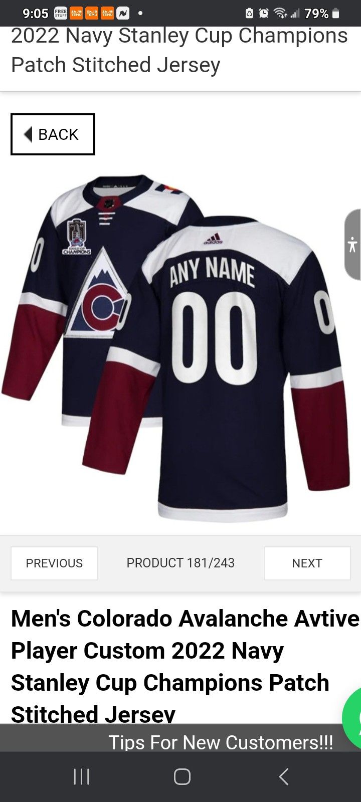 Colorado Avalanche MAKAR 8 LANDESKOG ANY PLAYER CUSTOMS GameDay Jerseys