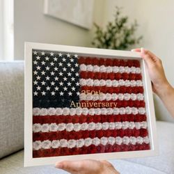 Handmade 3D US Flag Flower Art - Luxury Patriotic Wall Decor