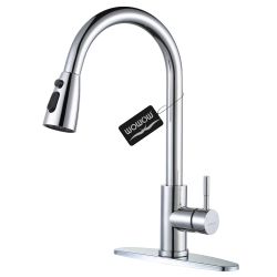 Single-Handle Pull-Down Sprayer Kitchen Faucet with Stream and PowerSpray Mode in Polished Chrome
