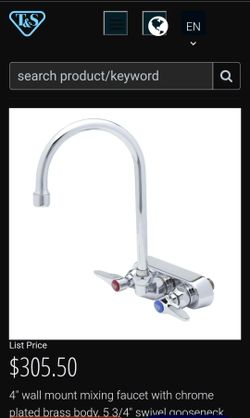 Workboard Faucet, Wall Mount, 4" Centers, Swivel Gooseneck w/ 1.5 GPM Aerator & Lever Handles