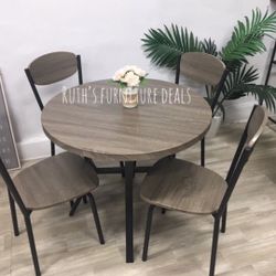 5-pc Grey Round Dining Table Set