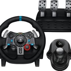 Logitech G29 Driving Force Racing Wheel and Pedals, Force Feedback, Real Leather + Logitech G Driving Force Shifter Bundle