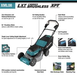 Makita Cordless Lawn Mower xml08 36v 21 inch TOOL ONLY Brand New
