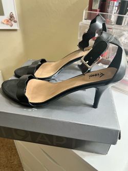 Black strap heels