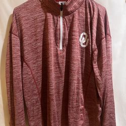 Oklahoma Sooners Sweater Size XL Red Heathered 1/4 Zip Russell Used Good Condition $20 Meet Up In Irving @dfwgoods