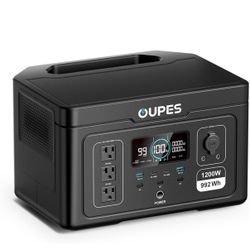 OUPES Exodus 1200 Portable Power Station 1200W, 992Wh Durable LFP Battery Solar Generator w/ 3 1200W AC Outlets (Peak 3600W), 140W USB-C, UPS, for Cam