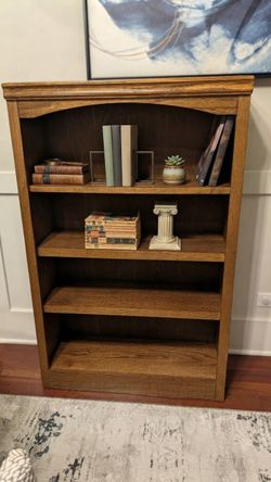 Mission-Style Solid Oak & Veneer Bookcase Book Shelf
