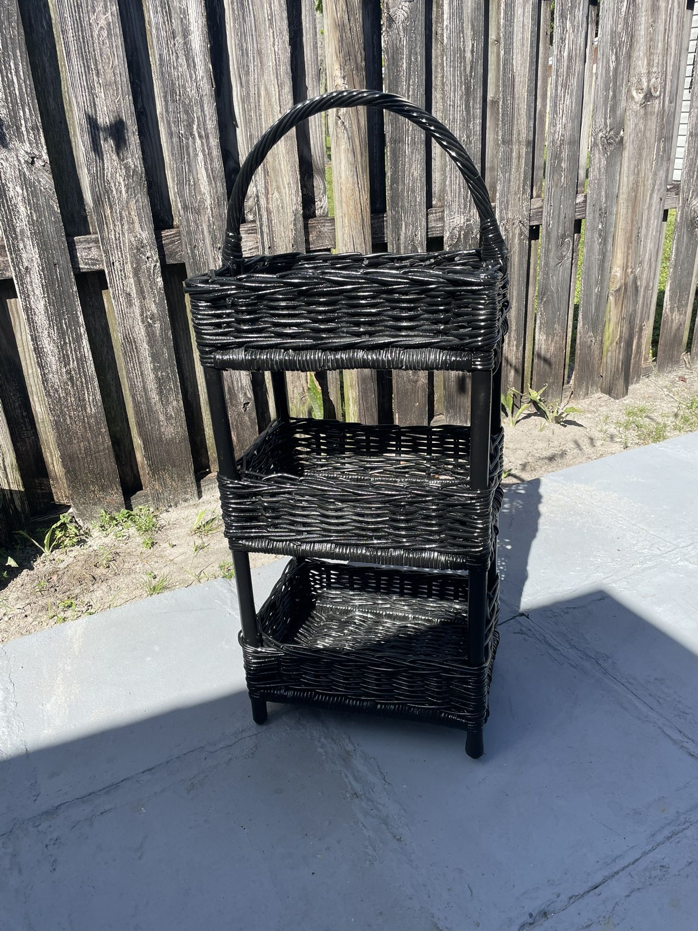 3-Tier Rattan Storage Rack 17”W X 11”D X 40”H In Good Condition $30 Firm On Price