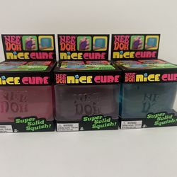 Nee Doh Nice Cube 3 Pack Set Blue, Purple, Pink New Sealed