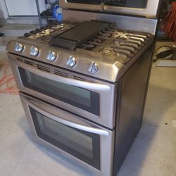 KitchenAid Double Oven Gas Range and Electric Microwave