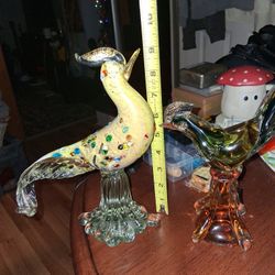 Mid Century Murano Blown Glass Large Birds