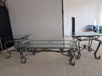Stylish Metal and Glass Table Set - 3 Tables