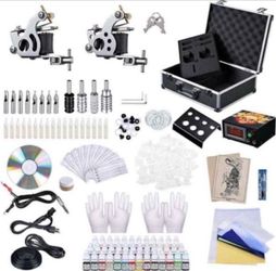 Tattoo gun Kit with Case and Supplies inc and skins